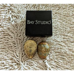 Bay Studios decorative magnetic egg shaped heavy metal trinket box